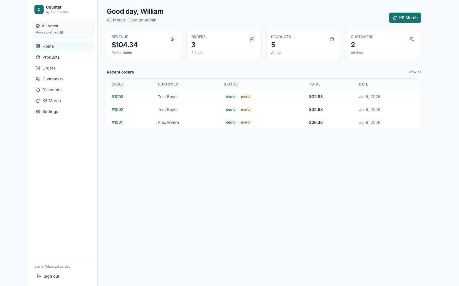 Counter — live product screenshot
