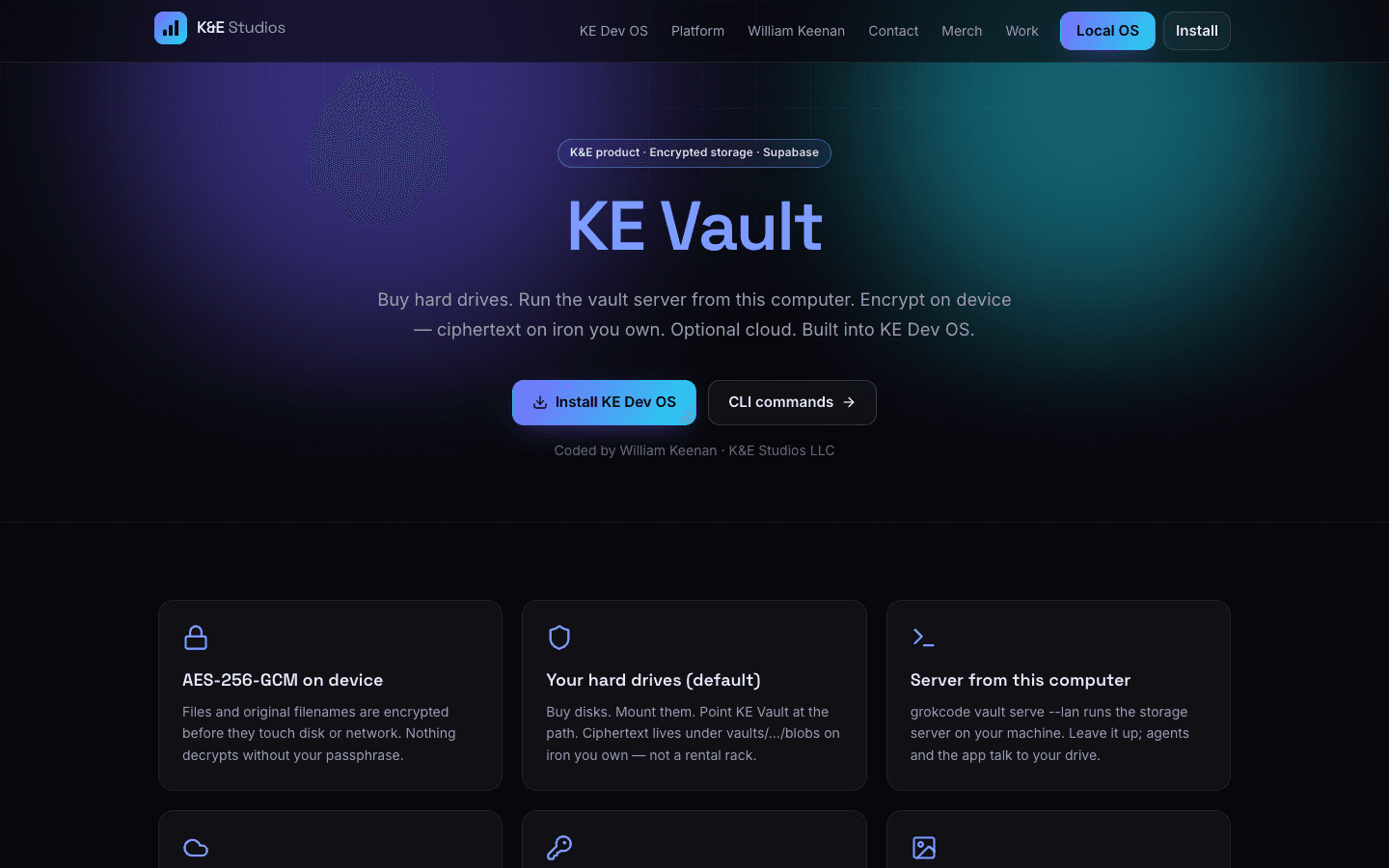 KE Vault — live product screenshot